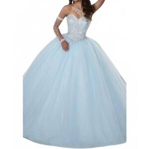 NEW HOUSE OF WU tulle ball gown in crystal blue